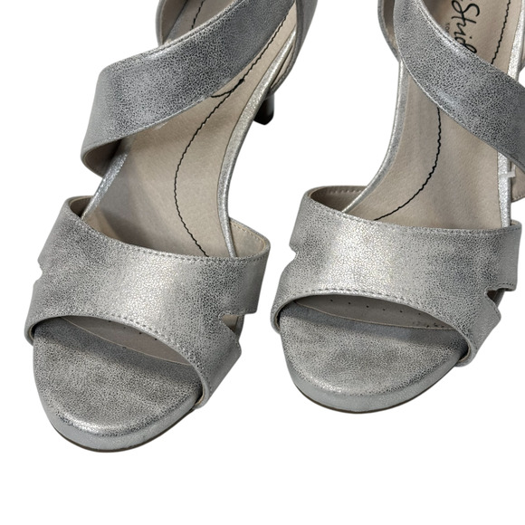 LifeStride Mega Strappy Sandals Silver Metallic Heels Wedding Party Sz 7.5M NWOT - Picture 3 of 12